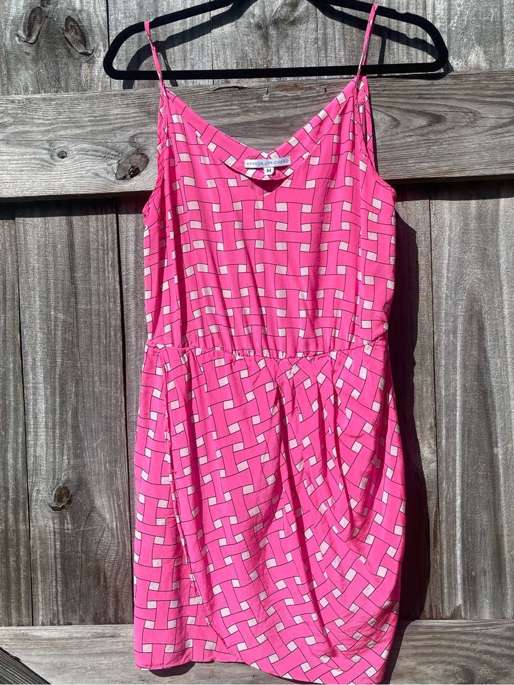 Amanda Uprichard Pink Geometric Mini Slip Dress Sz M